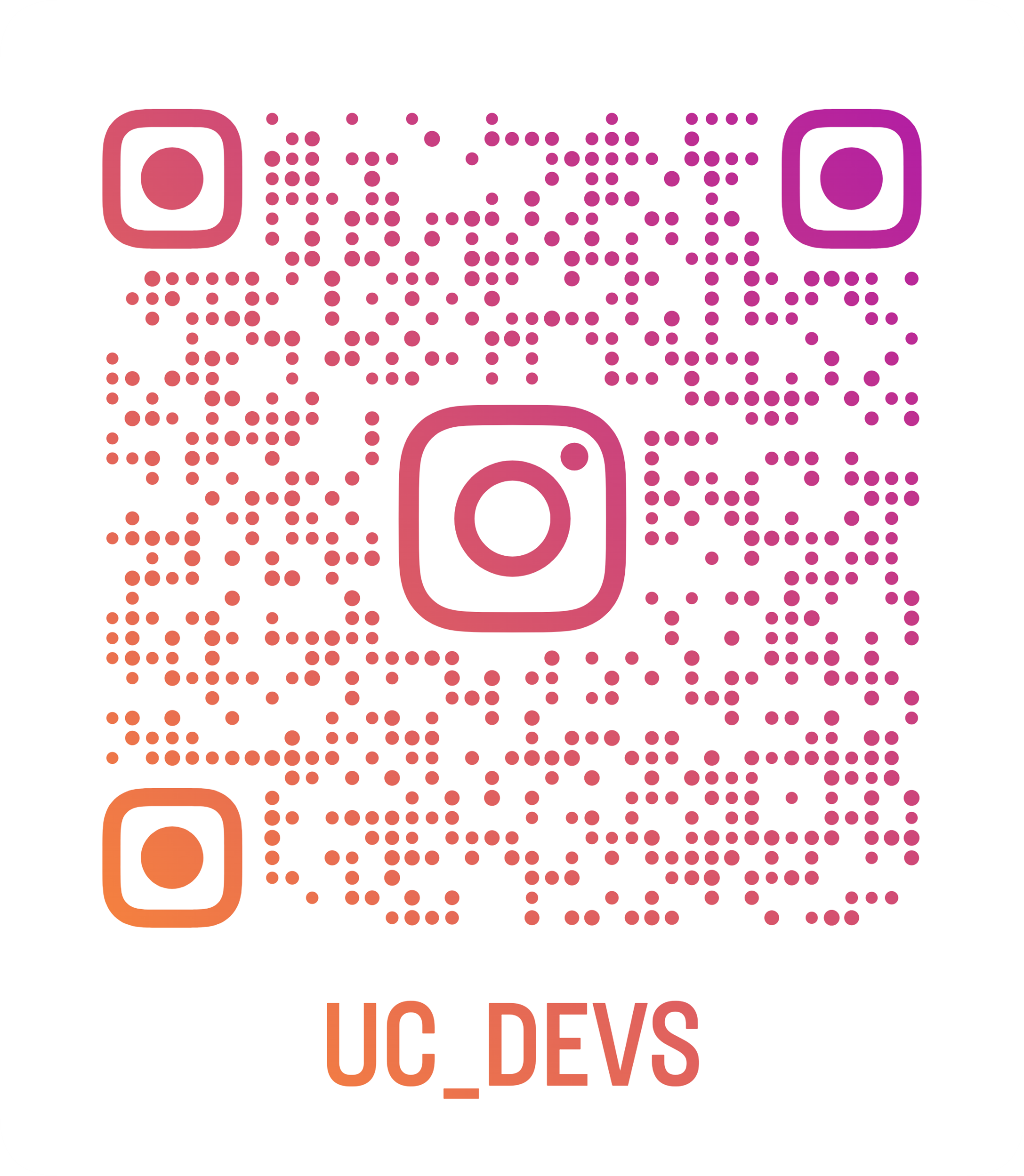 This is the barcode link to the UC DEVS Instagram account.